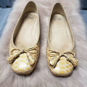 Stuart Weitzman snake embossed Flat Ballet tassel